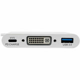 Eaton Tripp Lite Series USB-C to DVI Adapter with USB 3.x (5Gbps) Hub Port and PD Charging, White — U444-06N-DU-C