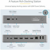 StarTech.com Universal Laptop Docking Station, Hybrid USB-C & USB-A Dock, Dual 4K DP & HDMI, 60W PD, Mac / Windows / Chrome OS, GbE — DK30C2DPPD