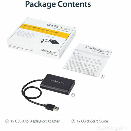 StarTech.com USB to Dual DisplayPort Adapter - 4K 60Hz - USB 3.0 5Gbps - USB Dual Monitor Adapter - Dual DisplayPort Adapter - DisplayLink Certified — USB32DP24K60