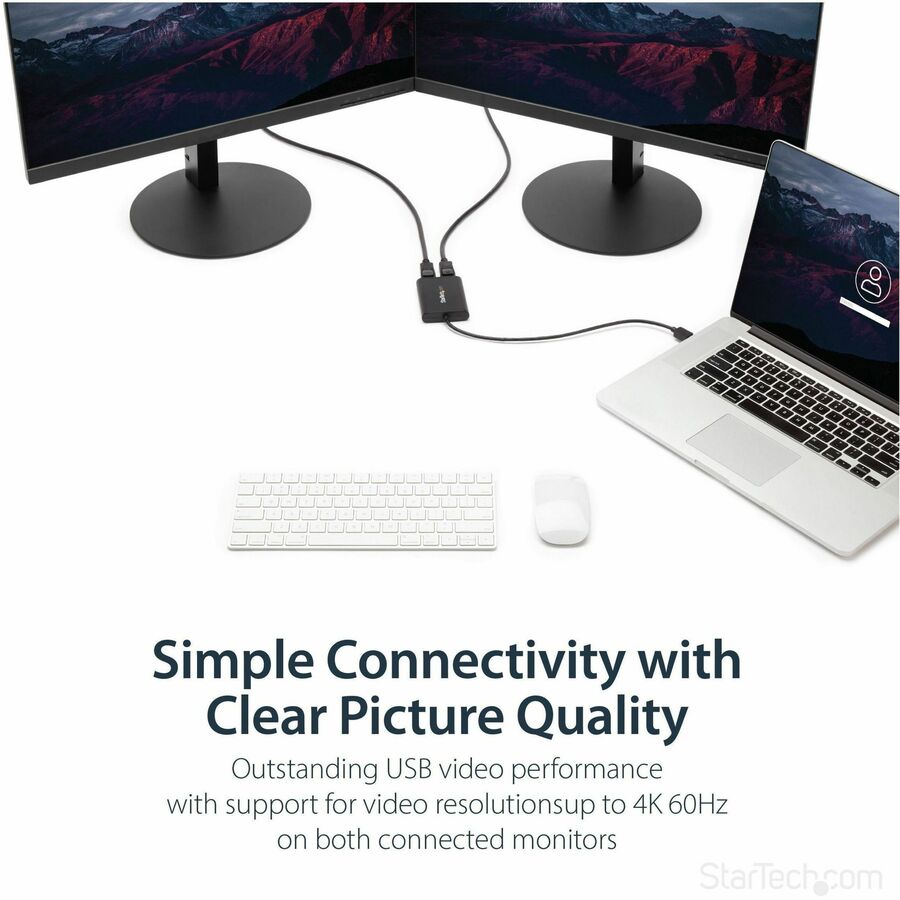 StarTech.com USB to Dual DisplayPort Adapter - 4K 60Hz - USB 3.0 5Gbps - USB Dual Monitor Adapter - Dual DisplayPort Adapter - DisplayLink Certified — USB32DP24K60