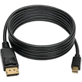 Eaton Tripp Lite Series Mini DisplayPort to DisplayPort Adapter Cable, 4K 60 Hz (M/M), DP Latching Connector, Black, 6 ft. (1.8 m) — P583-006-BK