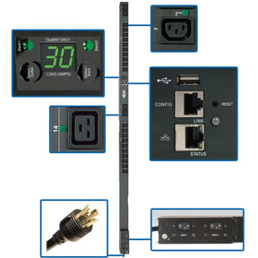 Eaton 5.5kW Single-Phase Switched PDU, Outlet Monitoring, 208/230V Outlets (20 C13 & 4 C19), 0U, LX Interface, TAA — PDUMVR30HVNETLX