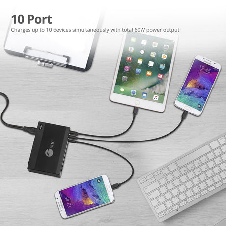 SIIG 60W 10-Port USB Charger — AC-PW1G11-S1