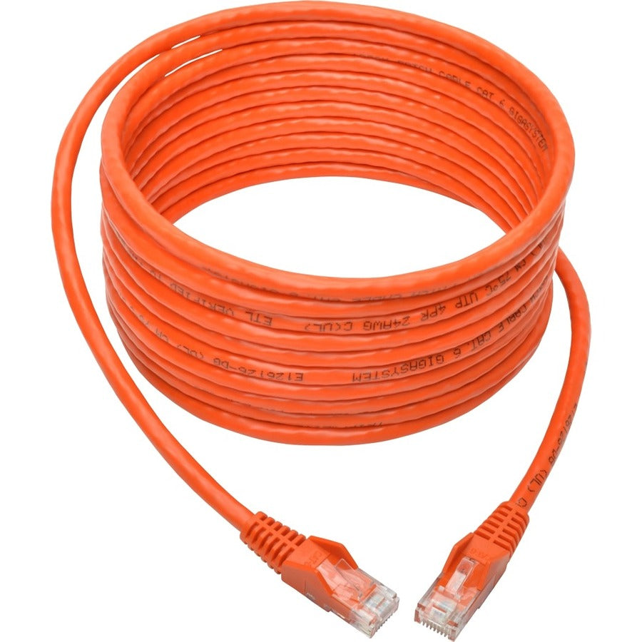 Eaton Tripp Lite Series Cat6 Gigabit Snagless Molded (UTP) Ethernet Cable (RJ45 M/M), PoE, Orange, 15 ft. (4.57 m) — N201-015-OR