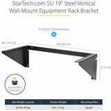 StarTech.com 5U Vertical Wall Mount Rack, 19" Wall Mounting Bracket, Open Low Profile Network/Server Room/Data/AV/IT/Patch Panel/Equipment — RK519WALLV