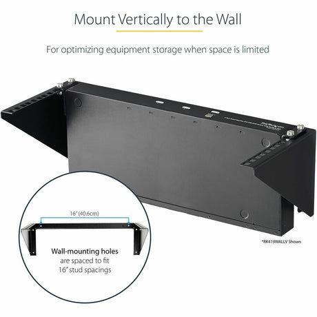 StarTech.com 5U Vertical Wall Mount Rack, 19" Wall Mounting Bracket, Open Low Profile Network/Server Room/Data/AV/IT/Patch Panel/Equipment — RK519WALLV