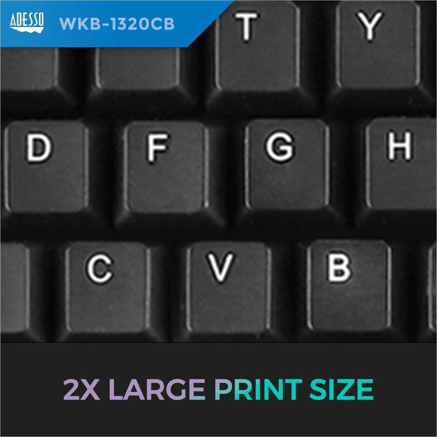 Adesso WKB-1320CB Antimicrobial Wireless Desktop Keyboard and Mouse — WKB-1320CB-TAA