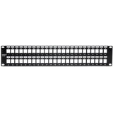 TRENDnet 48-Port Blank Keystone 2U HD Patch Panel, 2U 19" Rackmount Housing, HD Keystone Network Patch Panel, Recommended With TC-K25C6 & TC-K50C6 Cat6 Keystone Jacks (Sold Separately), Black, TC-KP48