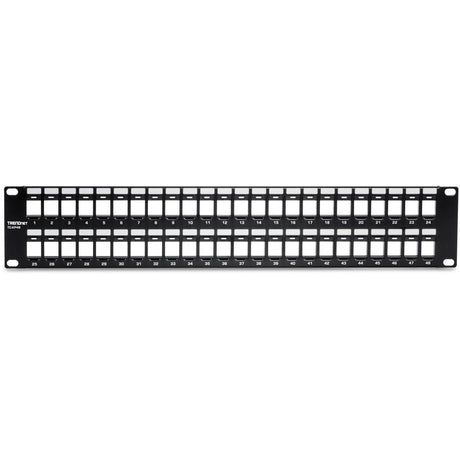 TRENDnet 48-Port Blank Keystone 2U HD Patch Panel, 2U 19" Rackmount Housing, HD Keystone Network Patch Panel, Recommended With TC-K25C6 & TC-K50C6 Cat6 Keystone Jacks (Sold Separately), Black, TC-KP48