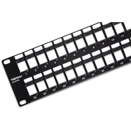 TRENDnet 48-Port Blank Keystone 2U HD Patch Panel, 2U 19" Rackmount Housing, HD Keystone Network Patch Panel, Recommended With TC-K25C6 & TC-K50C6 Cat6 Keystone Jacks (Sold Separately), Black, TC-KP48