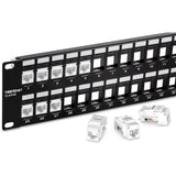 TRENDnet 48-Port Blank Keystone 2U HD Patch Panel, 2U 19" Rackmount Housing, HD Keystone Network Patch Panel, Recommended With TC-K25C6 & TC-K50C6 Cat6 Keystone Jacks (Sold Separately), Black, TC-KP48