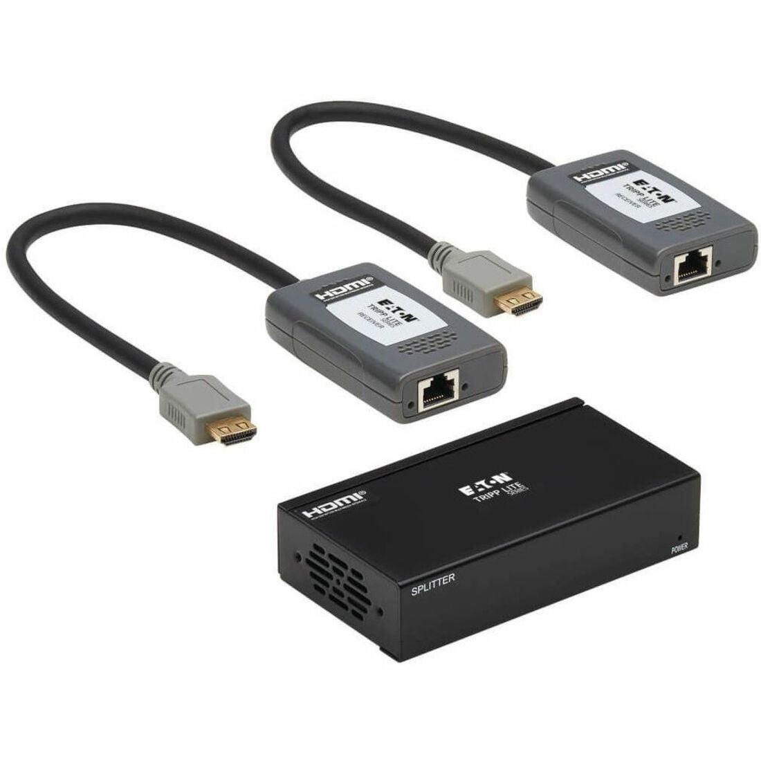 Eaton Tripp Lite Series 2-Port HDMI over Cat6 Extender Kit, Splitter/2x Pigtail Receivers - 4K 60 Hz, HDR, 4:4:4, PoC, 230 ft. (70.1 m), TAA — B127A-002-BHPH2