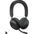 Jabra Evolve2 75 Wireless On-ear Stereo Headset - USB-C - For MS Teams - Black - Binaural - Ear-cup - 3000 cm - Bluetooth - 20 Hz to 20 kHz - MEMS Technology Microphone - Noise Cancelling — 27599-999-899