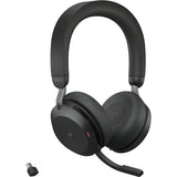 Jabra Evolve2 75 Wireless On-ear Stereo Headset - USB-C - For MS Teams - Black - Binaural - Ear-cup - 3000 cm - Bluetooth - 20 Hz to 20 kHz - MEMS Technology Microphone - Noise Cancelling — 27599-999-899