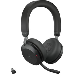 Jabra Evolve2 75 Wireless On-ear Stereo Headset - USB-C - For MS Teams - Black - Binaural - Ear-cup - 3000 cm - Bluetooth - 20 Hz to 20 kHz - MEMS Technology Microphone - Noise Cancelling — 27599-999-899