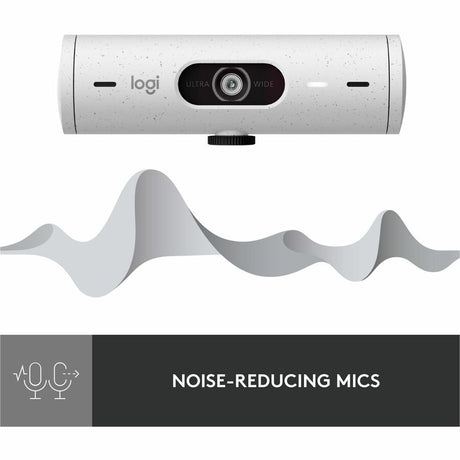 Logitech Brio 500 Full HD webcam, auto framing, noise-reducing mics, privacy shutter, streaming & video calling, Off-white — 960-001427