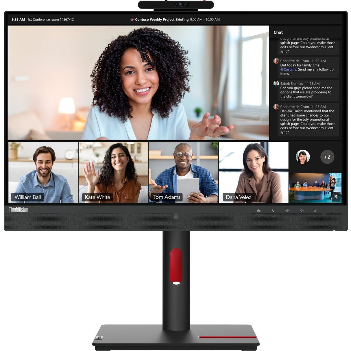 Lenovo ThinkVision T24mv-30 24" Class Webcam Full HD LED Monitor - 16:9 - Raven Black — 63D7UAR3US