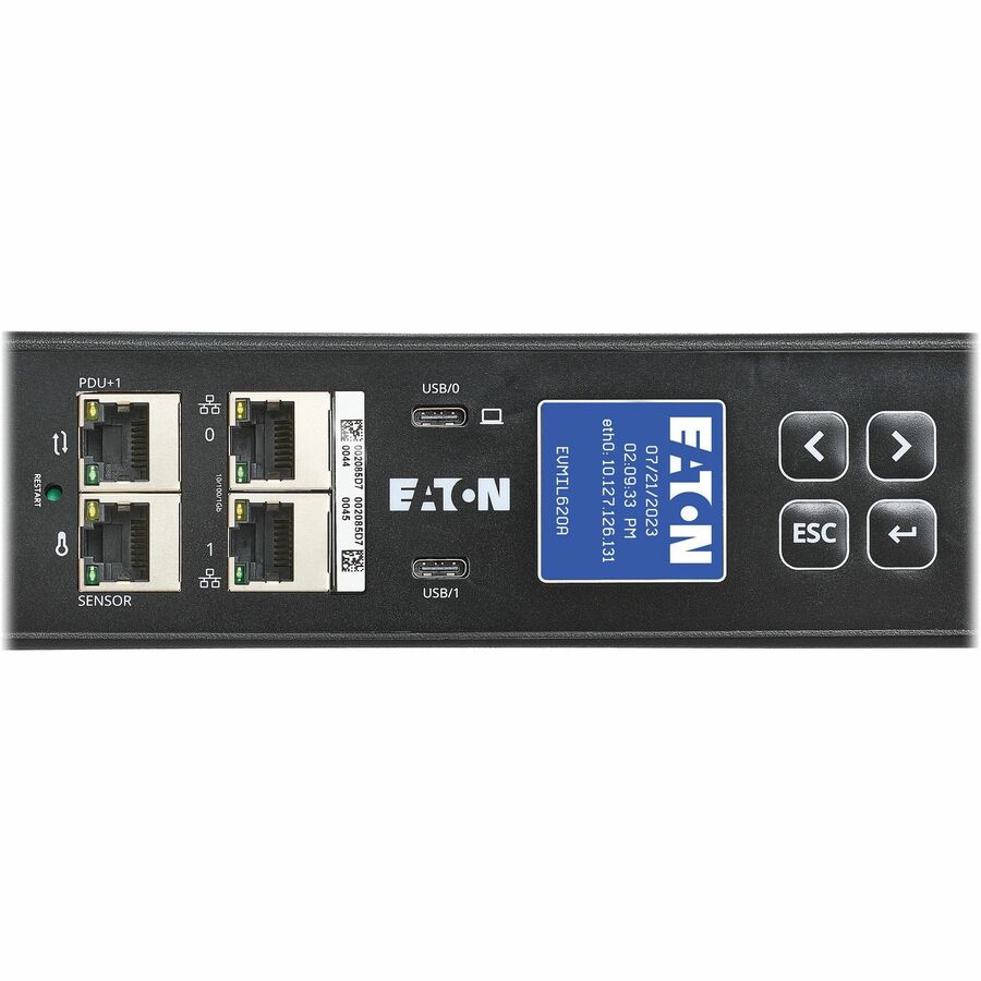 Eaton Single-Phase Metered Input Rack PDU G4, 100-240V, 24 Outlets, 16A, 3.8kW, C20/L6-20 Input, 10 ft. Cord, 0U Vertical — EVMIL620A
