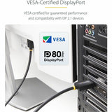 StarTech.com 3ft DisplayPort 2.1 Cable, VESA Certified DP80 DisplayPort Cable w/UHBR20/HDR/DSC 1.2a/HDCP 2.2, 16K/8K 60Hz, DP 2.1 Cord — DP21-3F-DP80-CABLE