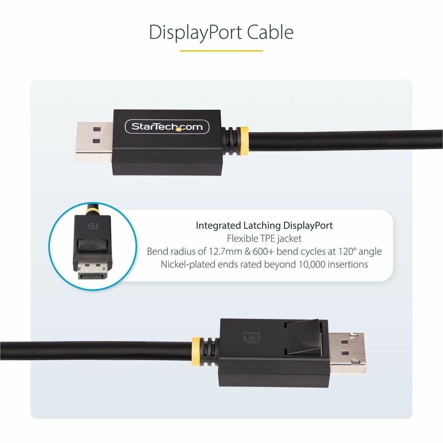 StarTech.com 3ft DisplayPort 2.1 Cable, VESA Certified DP80 DisplayPort Cable w/UHBR20/HDR/DSC 1.2a/HDCP 2.2, 16K/8K 60Hz, DP 2.1 Cord — DP21-3F-DP80-CABLE