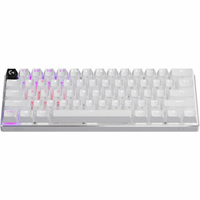 Logitech G PRO X 60 LIGHTSPEED Wireless Gaming Keyboard, Ultra Compact TKL 60% Mechanical Keyboard for Windows PC, LIGHTSYNC RGB, Dual-Shot PBT Keycaps, GX Optical Linear Switches, White — 920-012169