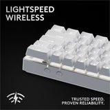 Logitech G PRO X 60 LIGHTSPEED Wireless Gaming Keyboard, Ultra Compact TKL 60% Mechanical Keyboard for Windows PC, LIGHTSYNC RGB, Dual-Shot PBT Keycaps, GX Optical Linear Switches, White — 920-012169