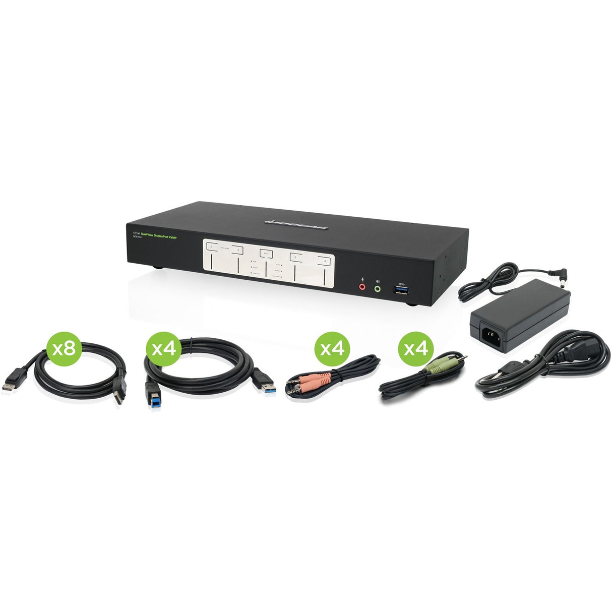 IOGEAR 4-Port 4K Dual View DisplayPort KVMP with USB 3.0 Hub and Audio (TAA) — GCS1944