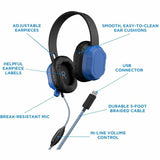 Extreme Headset w/braided cable, inline volume control and built-in microphone w/USB-A connector (Blue) — MCHPXUSBA
