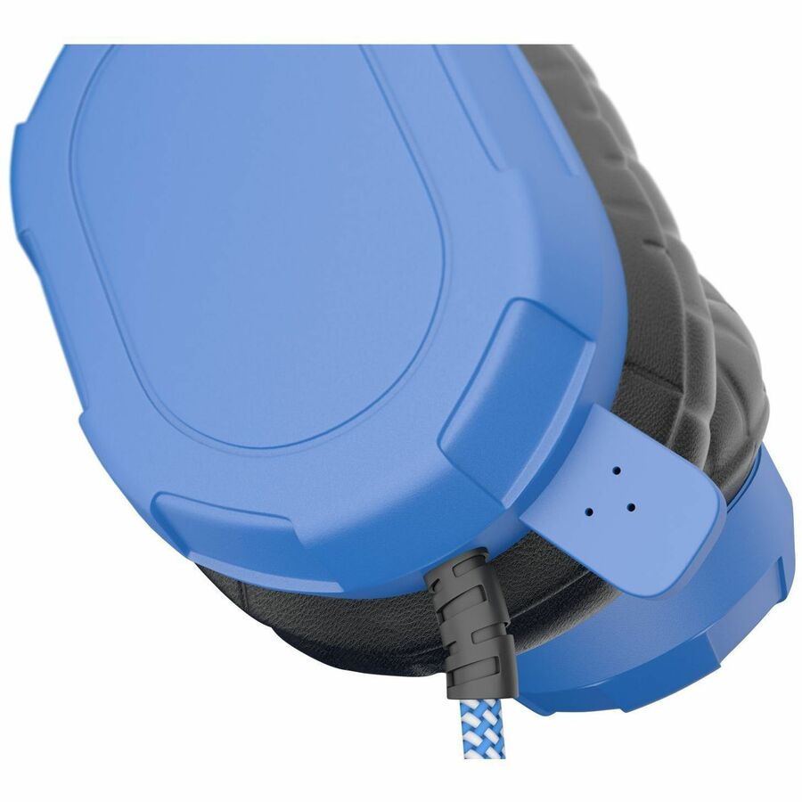Extreme Headset w/braided cable, inline volume control and built-in microphone w/USB-A connector (Blue) — MCHPXUSBA