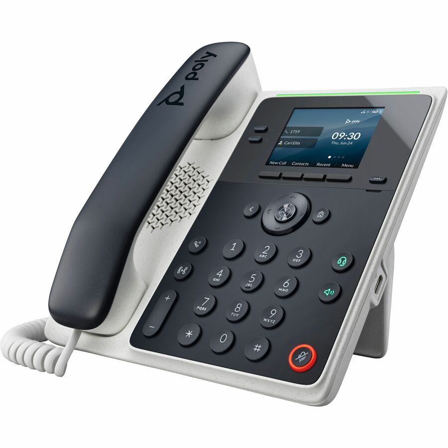 Poly Edge E100 IP Phone - Corded - Corded - 3 Multiple Conferencing - Desktop, Wall Mountable - White, Midnight Blue — 82M86AA