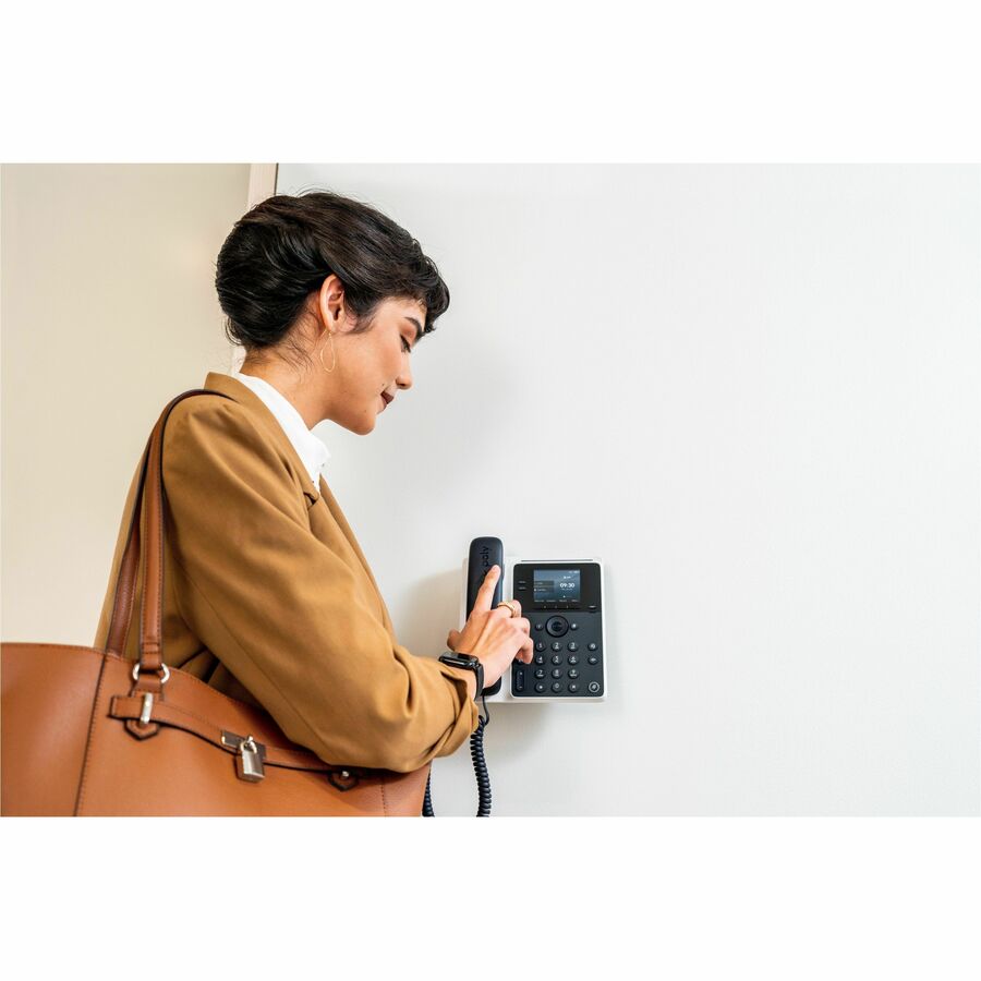 Poly Edge E100 IP Phone - Corded - Corded - 3 Multiple Conferencing - Desktop, Wall Mountable - White, Midnight Blue — 82M86AA