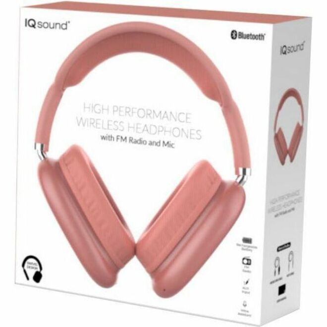 IQ Sound High Performance Wireless Headphones with FM Radio and Mic — IQ-170BT-RSG