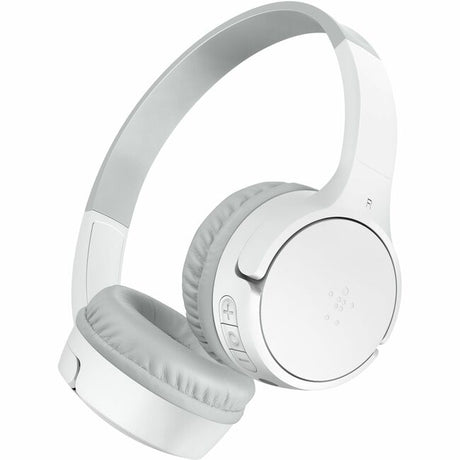 Belkin Wireless Bluetooth On-Ear Headphones for Kids w/ Mic - 85dB Limit - w/ USB-C Cable - Headset - White — AUD002btWTV3