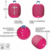 Ultimate Ears WONDERBOOM 4 Portable Waterproof Bluetooth Speaker With Big Bass and 360-Degree Sound, Dustproof Floating Speaker With 131ft (40m) Range, Pink — 984-001878