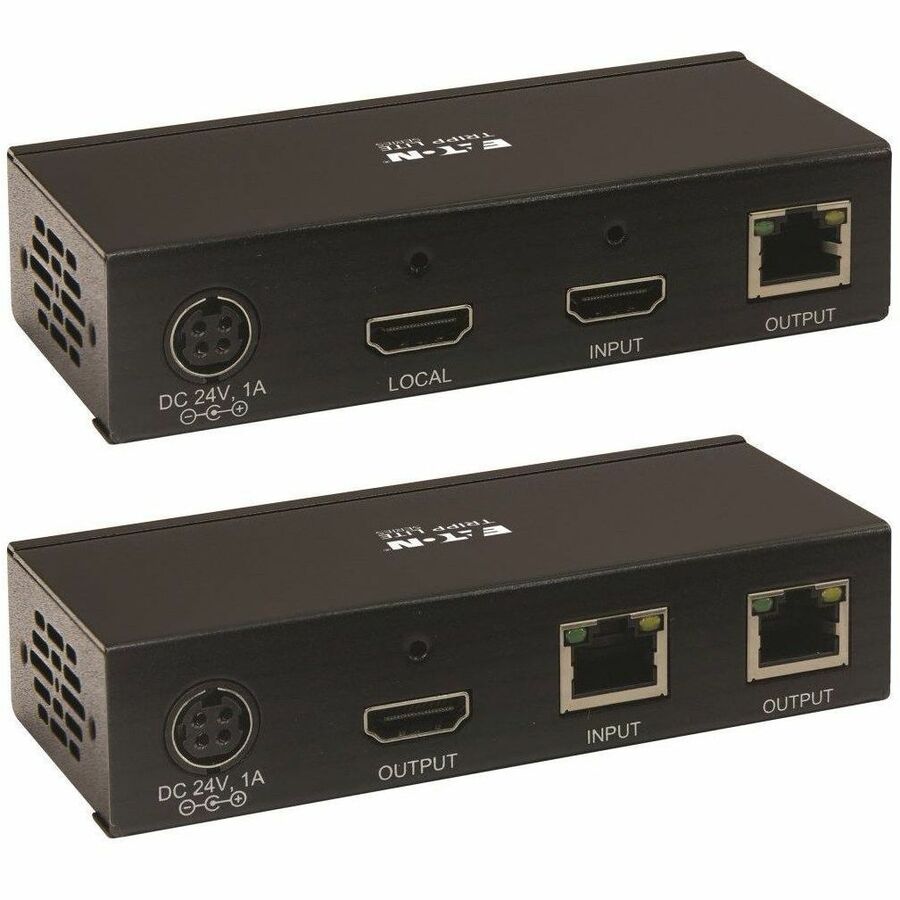 Eaton Tripp Lite Series HDMI over Cat6 Extender Kit, Transmitter and Receiver with Repeater, 4K 60Hz, 4:4:4, IR, HDR, PoC, 230 ft., TAA — B127A-111-BHTH