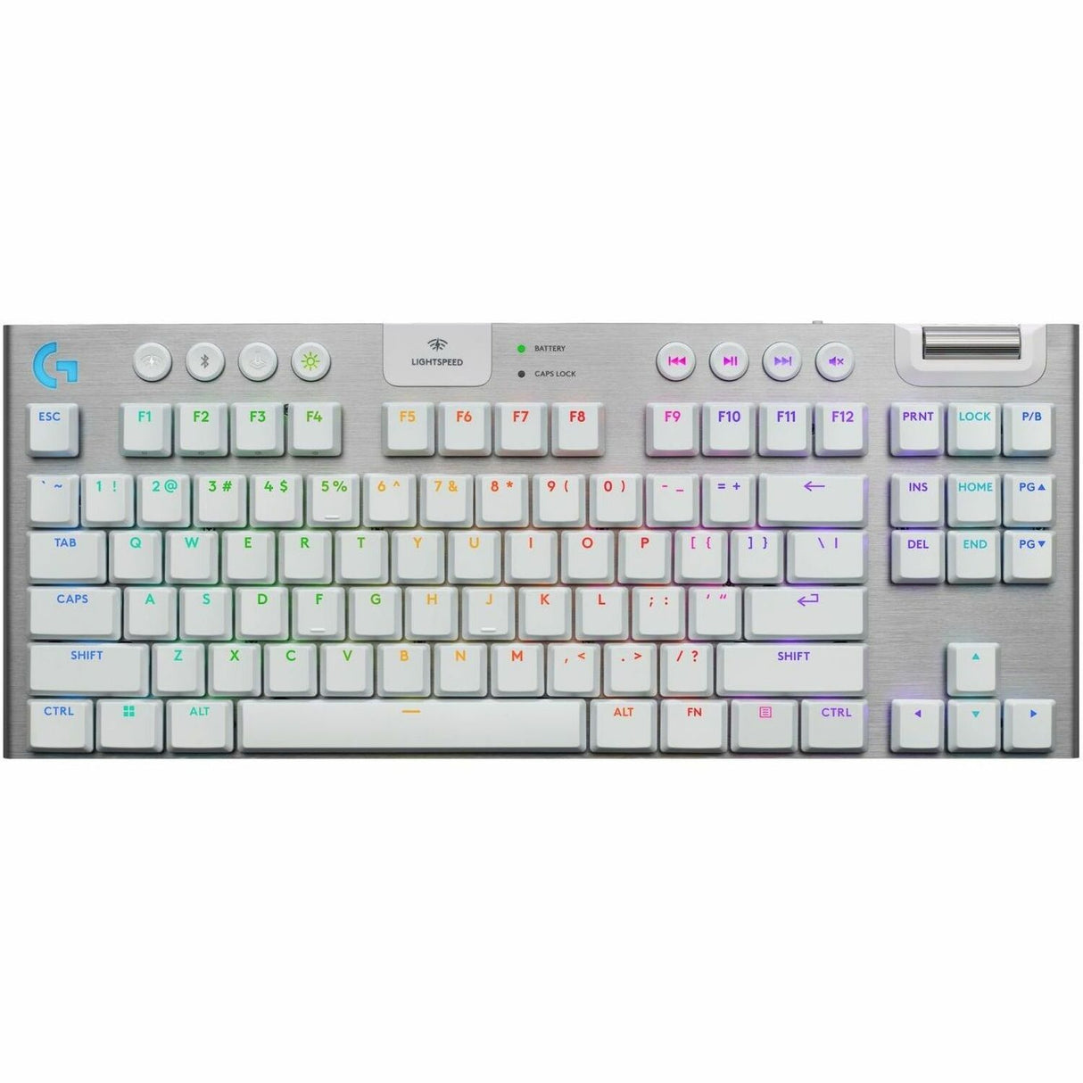 Logitech G915 X LIGHTSPEED TKL Low-Profile Wireless Gaming Keyboard, Double-Shot PBT Keycaps, Fully Programmable Keys, RGB Backlighting, Sleek Aluminum Finishing, GL Brown Tactile - PC/Mac (White) — 920-012732