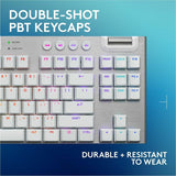 Logitech G915 X LIGHTSPEED TKL Low-Profile Wireless Gaming Keyboard, Double-Shot PBT Keycaps, Fully Programmable Keys, RGB Backlighting, Sleek Aluminum Finishing, GL Brown Tactile - PC/Mac (White) — 920-012732
