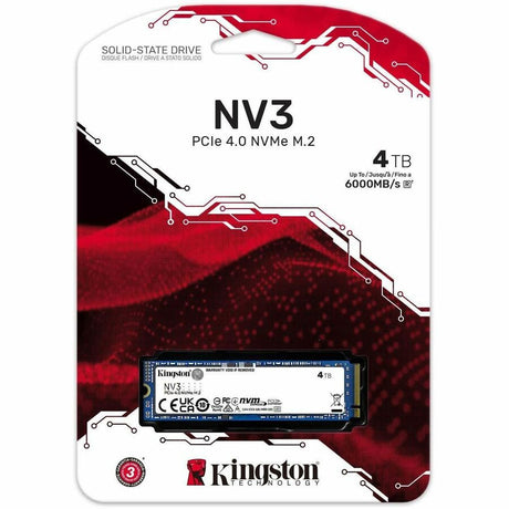Kingston NV3 4 TB Solid State Drive - M.2 2280 Internal - PCI Express NVMe (PCI Express NVMe 4.0 x4) — SNV3S/4000G
