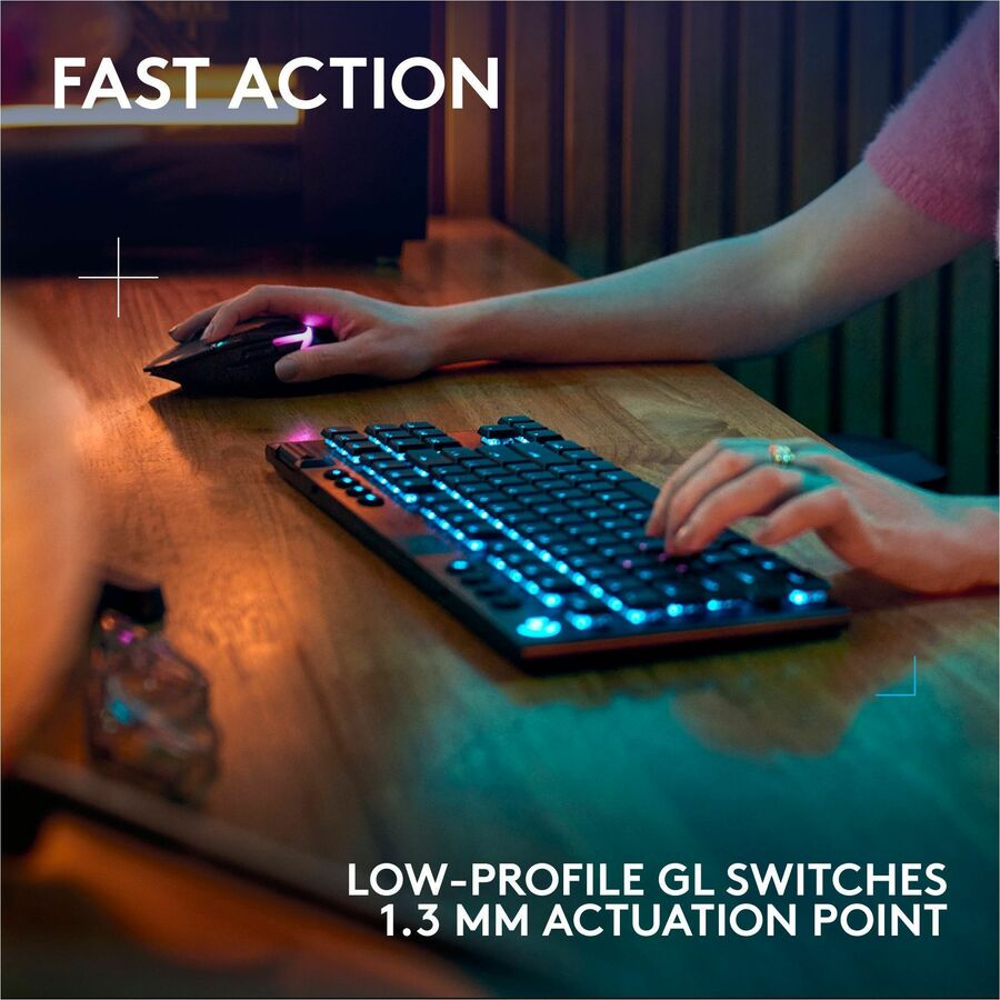 Logitech G915 X LIGHTSPEED TKL Low-Profile Wireless Gaming Keyboard, Double-Shot PBT Keycaps, Fully Programmable Keys, RGB Backlighting, Sleek Aluminum Finishing, GL Brown Tactile - PC/Mac — 920-012715