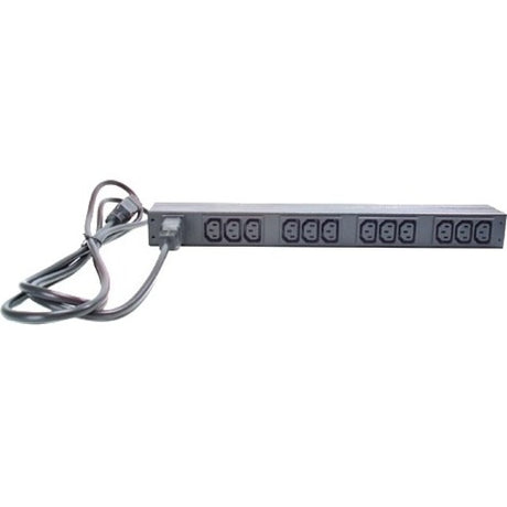 APC NetShelter Basic Rack PDU, 1U, 1PH, 3.7kW 230V 16A or 3.3kW 208V 16A, x12 C13 outlets, C20 cord — AP9565