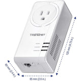 TRENDnet Powerline 1300 AV2 Adapter with Built-in Outlet; Gigabit Port; IEEE 1905.1 & IEEE 1901; Range Up to 300m (984 ft.); TPL-423E