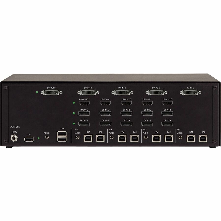 Black Box Secure NIAP 4.0 Certified KVM Switch - 4-Port, Quad-Monitor, DVI, HDMI, DisplayPort, CAC — KVS4-4004DHVX