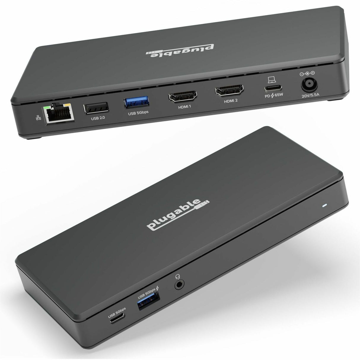 Plugable USB C Docking Station Dual Monitor 2 HDMI Ports, Power Delivery Dock, Dual 4K Monitor — UD-MSTH2