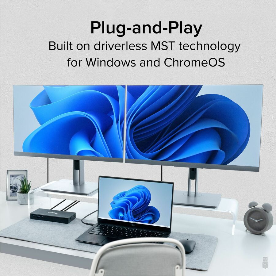 Plugable USB C Docking Station Dual Monitor 2 HDMI Ports, Power Delivery Dock, Dual 4K Monitor — UD-MSTH2