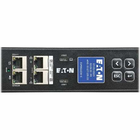 Eaton Metered Outlet Rack PDU G4, 0U, 41U, universal input, 5-23kW, 16-55A, 200-415V, 42 outlets (24)C13 (18)C39, end entry power cord — EVMOGU23X-E