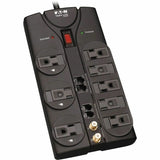Eaton Tripp Lite Series Protect It! 8-Outlet Surge Protector, 10 ft. Cord, 3240 Joules, Modem/Coax/Ethernet Protection, RJ45 — TLP810NET