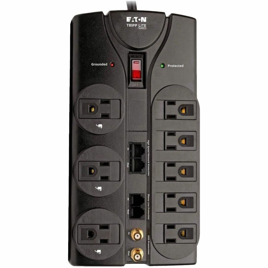 Eaton Tripp Lite Series Protect It! 8-Outlet Surge Protector, 10 ft. Cord, 3240 Joules, Modem/Coax/Ethernet Protection, RJ45 — TLP810NET