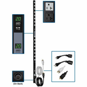 Eaton Tripp Lite Series 3.8kW Single-Phase Local Metered PDU, Dual Circuit, 120V Outlets (32 5-15/20R), L5-20P/5-20P, 10 ft. (3.05 m) Cord, 0U Vertical — PDUMV40