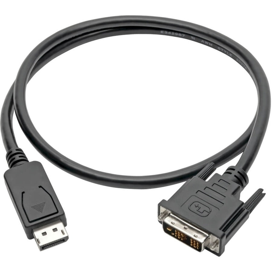 Eaton Tripp Lite Series DisplayPort to DVI Adapter Cable (DP with Latches to DVI-D Single Link M/M), 3 ft. (0.9 m) — P581-003