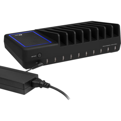 SIIG 10-Port USB Charging Station with Ambient Light Deck — AC-PW1314-S1